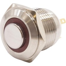 Motorobit 16H-G1-E 16MM Çıkık Yaylı Işıklı Metal Buton - Kırmızı