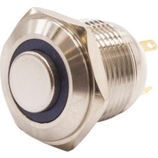 Motorobit 16H-G1-E 16MM Çıkık Yaylı Işıklı Metal Buton - Mavi