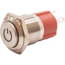 Motorobit 16D-G1-C 16MM Çıkık Yaylı Işıklı Power Metal Buton - Yeşil