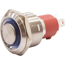 Motorobit 19D-G1-E 19MM Çıkık Yaylı Işıklı Metal Buton - Mavi