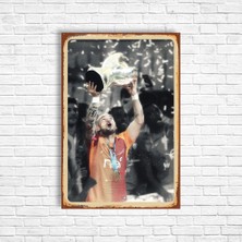 Trend Poster Wesley Sneijder Sarı Kırmızı  Retro Ahşap Poster