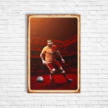 Trend Poster Arda Turan Sarı Kırmızı Retro Ahşap Poster