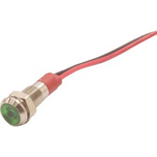 Motorobit 06L-P1 6mm 12-24V Kablolu Metal Sinyal Lambası - Yeşil