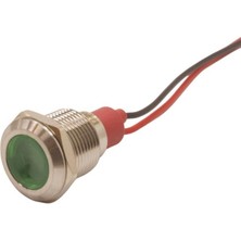 Motorobit 12L-P1 12MM 12-24V Kablolu Metal Sinyal Lambası - Yeşil