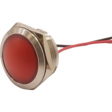 Motorobit 22L-P1 22MM 12-24V Kablolu Metal Sinyal Lambası - Kırmızı