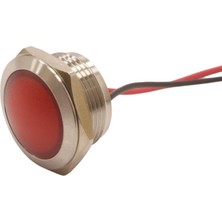 Motorobit 19L-P1 19MM 12-24V Kablolu Metal Sinyal Lambası - Kırmızı