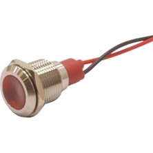 Motorobit 12L-P1 12MM 12-24V Kablolu Metal Sinyal Lambası - Kırmızı