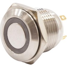 Motorobit 16H-P1-E 16MM Düz Yaylı Işıklı Metal Buton - Beyaz