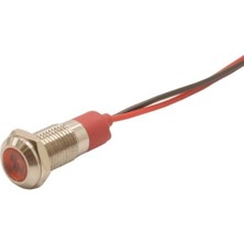 Motorobit 08L-P1 8mm 12-24V Kablolu Metal Sinyal Lambası - Kırmızı