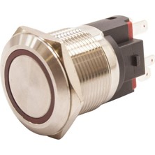 Motorobit 22E-P1-E 22MM Düz Yaylı Işıklı Metal Buton - Kırmızı