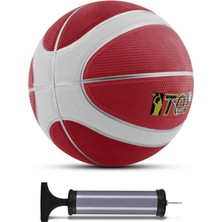 Telvesse Basketbol Topu T-500 Pompa Hediyeli Kauçuk Dayanıklı Maç Topu 7 Numara Kırmızı Beyaz