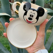 BSK Ceramics Handmade Mickey Mouse Çay Fincanı Beyaz Seramik El Yapımı