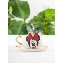 BSK Ceramics Handmade Minnie Mouse Çay Fincanı Beyaz Seramik El Yapımı