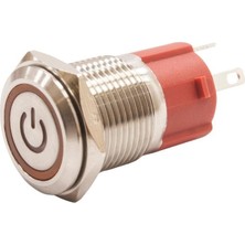 Motorobit 16D-P1-EC 16MM Düz Yaylı Işıklı Power Metal Buton - Sarı