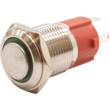 Motorobit 16D-G1Z-E 16MM Çıkık Anahtarlı Işıklı Metal Buton - Yeşil