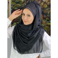 Butik Ambar Simli Işıltılı Siyah Abiye Şal