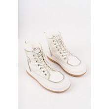 Khayt Hermosa Su Geçirmez Kürklü Fermuar Detaylı Paraşüt Kumaş Kaymaz Kauçuk Taban Kadın Bot