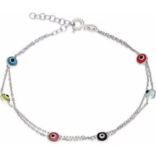 Adal Silver Kadın 925 Ayar Gümüş Ikili Nazar Boncuklu Bileklik