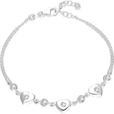 Adal Silver Kadın Gümüş Sıralı Kalp Bileklik