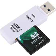 Zsykd 2'de 1 USB 3.0 Kart Okuyucu, Süper Hız 5gbps, Destek Sd Kart / Tf Kart (Beyaz (Yurt Dışından)