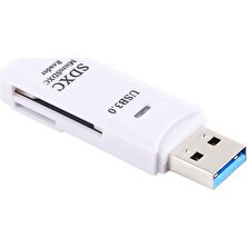 Zsykd 2'de 1 USB 3.0 Kart Okuyucu, Süper Hız 5gbps, Destek Sd Kart / Tf Kart (Beyaz (Yurt Dışından)