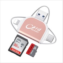 Zsykd Usb2.0 & Micro Usb+8pin+Type-C 4'te 1 Kart Okuyucusu D (Yurt Dışından)