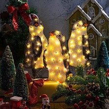 3 Adet Noel Penguen Akrilik 50 LED Işık Up Açık Heykelcik Dekor(Yurt Dışından)