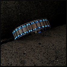Seven Art Jewelry Doğal Taş Hematit Mavi Kenar Şeritli Bileklik