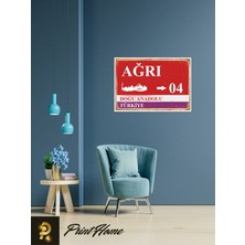 Printhome Ahşap Vintage Poster " 04 Ağrı Retro Mdf Poster" 24X34 cm