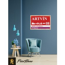 Printhome Ahşap Vintage Poster "08 Artvin Retro Mdf Poster" 24X34 cm