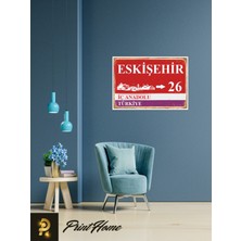 Printhome Ahşap Vintage Poster "  26 Eskişehir Retro Mdf Poster" 24X34 cm