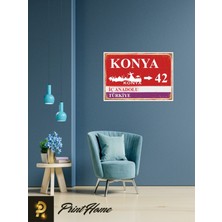 Printhome Ahşap Vintage Poster " 42 Konya Retro Mdf Poster" 24X34 cm