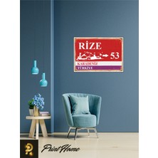 Printhome Ahşap Vintage Poster " 53 Rize Retro Mdf Poster" 24X34 cm