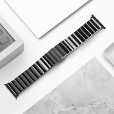 TahTicMer Apple Watch 44 mm Uyumlu Kayış Metal Bakla Çelik Paslanmaz Kordon Band