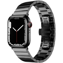 TahTicMer Apple Watch 44 mm Uyumlu Kayış Metal Bakla Çelik Paslanmaz Kordon Band