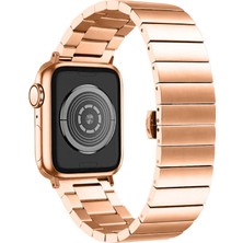 TahTicMer Apple Watch 44 mm Uyumlu Kayış Metal Bakla Çelik Paslanmaz Kordon Band