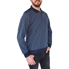 Dynamo Erkek Büyük Beden Polo Yaka Sweat Lacivert Regular Fit Uzun Kol 6003-1 Bt BGL-ST02306