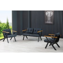 Dekoroom's 2+1+1 Zeta Bahçe Takımı, Balkon, Bahçe, Cafe Mobilyası, Süngerli Metal Çay Seti