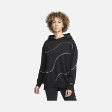 Nike Sportswear Fleece Swirl Oversized Hoodie Kadın Sweatshirt Siyah - DM6644-010