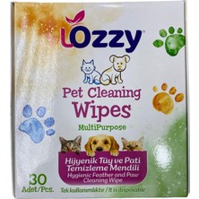 Lozzy Pet Cleaning Wipes Hijyenik Tüy ve Pati Temizleme Mendili Tekli Paket 30'lu