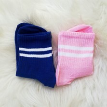 Dream Butik Çizgili Lacivert Pembe 2'li  Çorap Seti