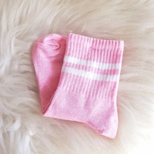 Dream Butik Beyaz Çizgili Pembe Çorap