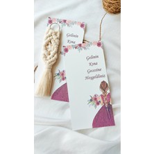 Çikoleyt Design Makrome Kartı - Kına Gecesi Kartı 9,5 x 19 cm 50 Adet