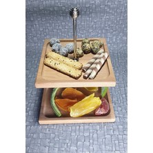 Koza Wood Art Masif Ahşap Çerezlik - Kahvaltı - Kahve - Meyve Sunum Tabağı Tabak Naturel