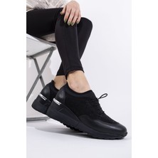 Modabuymus Siyah Taşlı Dolgu Topuklu Kadın Ayakkabı - Stonestar