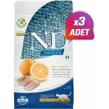 N&D Ocean 3 Adet -  Ocean Ringa Balıklı ve Portakallı Kısır Kedi Maması 1,5 kg