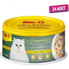 Me-O Delite Tahılsız Jöle Içinde Ton Balıklı ve Sebzeli Yetişkin Kedi Konservesi 80 gr - 24 Adet