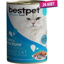 Bestpet  Ton Balıklı ve Hamsili Gravy Yetişkin Kedi Konservesi 400 gr - 24 Adet