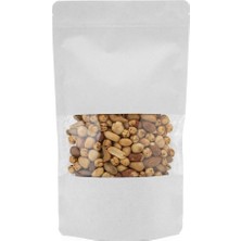 Packtory 13 x 22,5 + 3,5 cm Dar Pencereli Beyaz Kraft Kilitli Doypack Ambalaj 250 G. 50 Adet