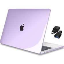 Codegen Apple 13" Macbook Pro M2 A2686 Kristal Mor Kılıf Koruyucu + USB Çevirici